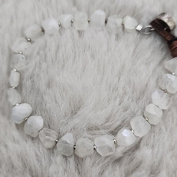 NEW Peyote Bird Genuine Moonstone White Beaded Crystal Sterling Silver Bracelet - Picture 7 of 10